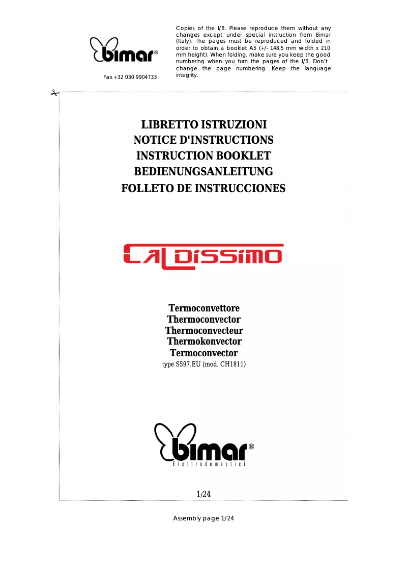 Image de la première page du manuel de l'appareil S597.EU