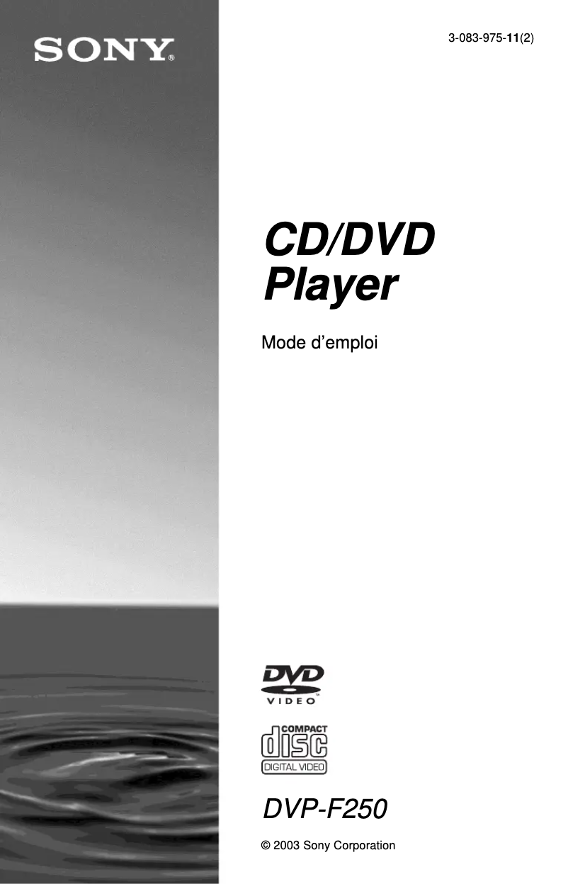Page n°1 - Manuel utilisateur Sony DVP-F250