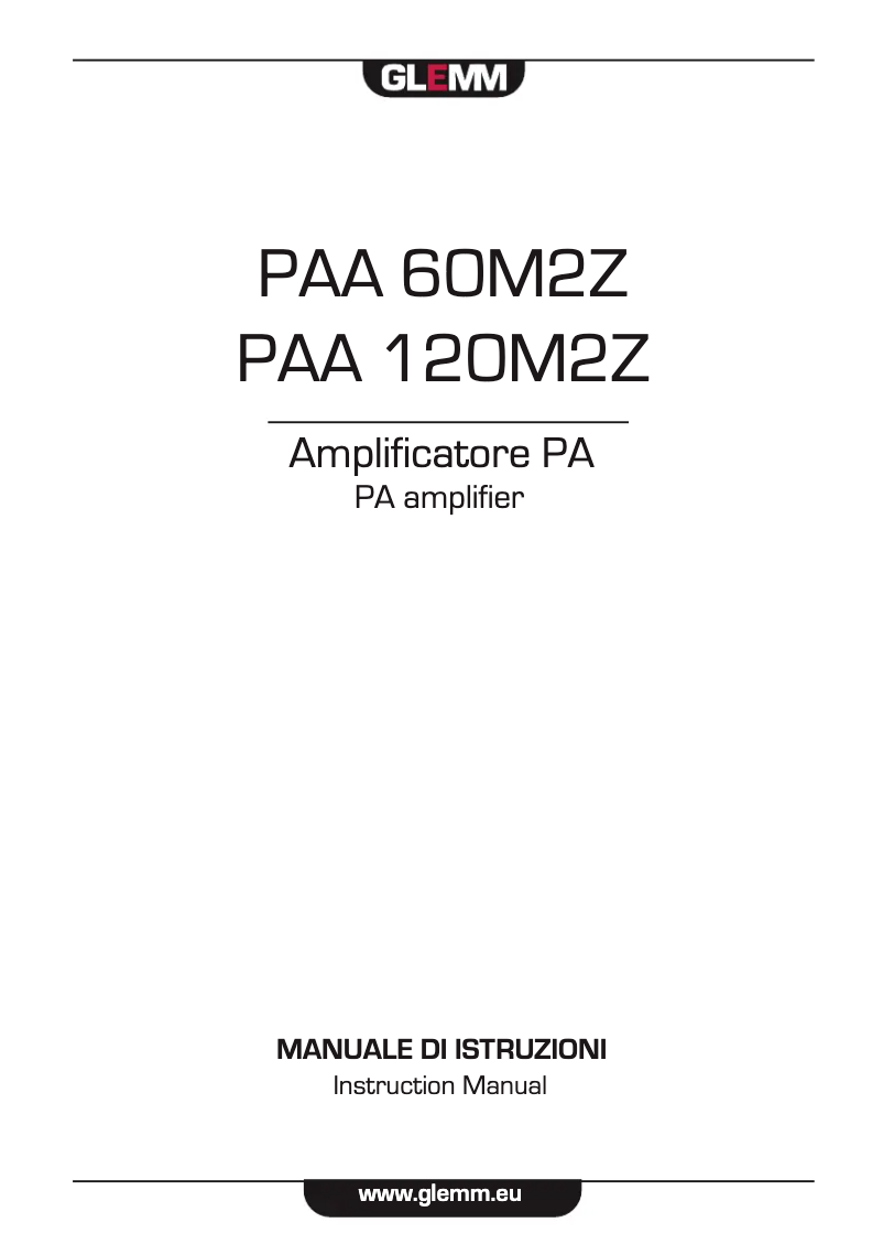 Page n°1 - Manuel utilisateur Glemm PAA 60M2Z