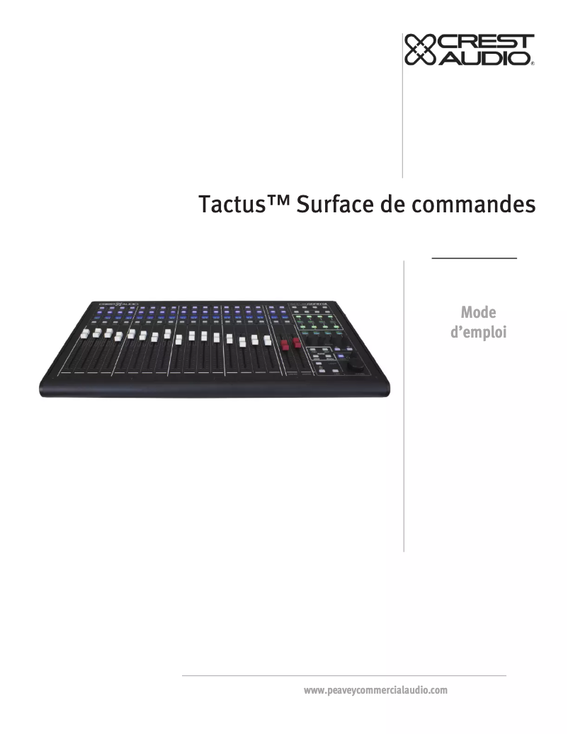 Image de la première page du manuel de l'appareil Tactus Control Surface
