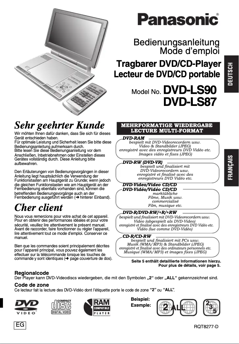Imagen de la primera página del manual del dispositivo DVD-LS87