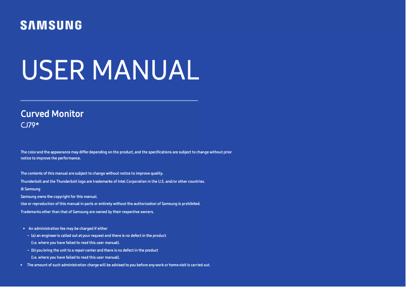 Page 1 de la notice Manuel utilisateur Samsung C34J791WTW