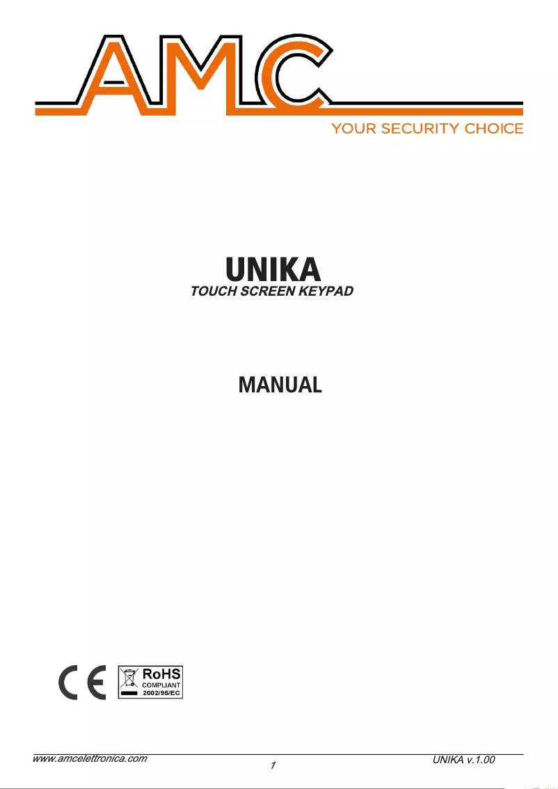 Page n°1 - Manuel utilisateur AMC UNIKA