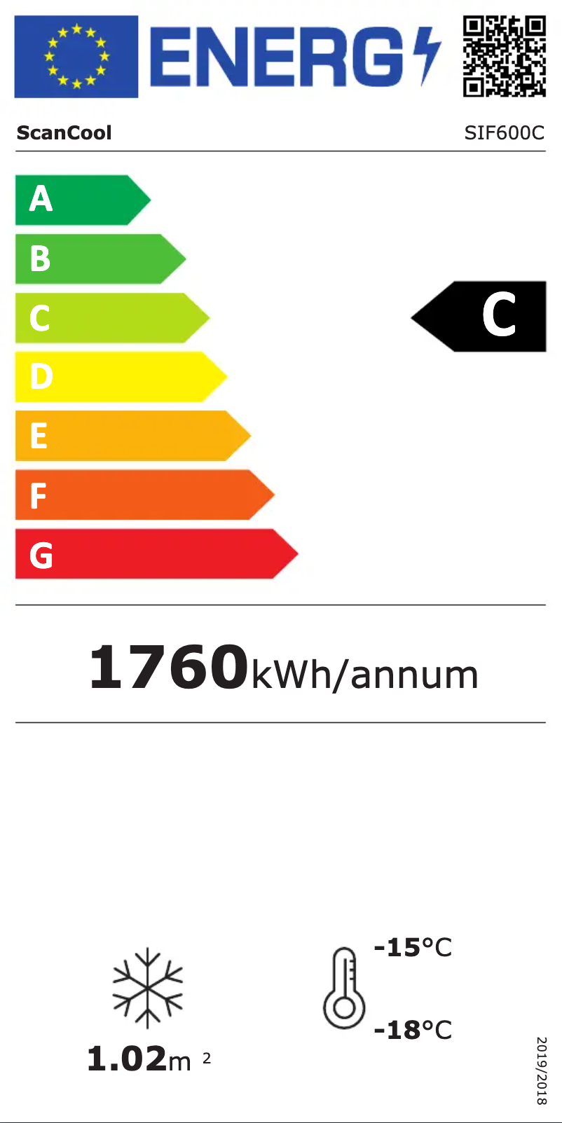 Page 1 de la notice Label énergétique Scancool SIF600C