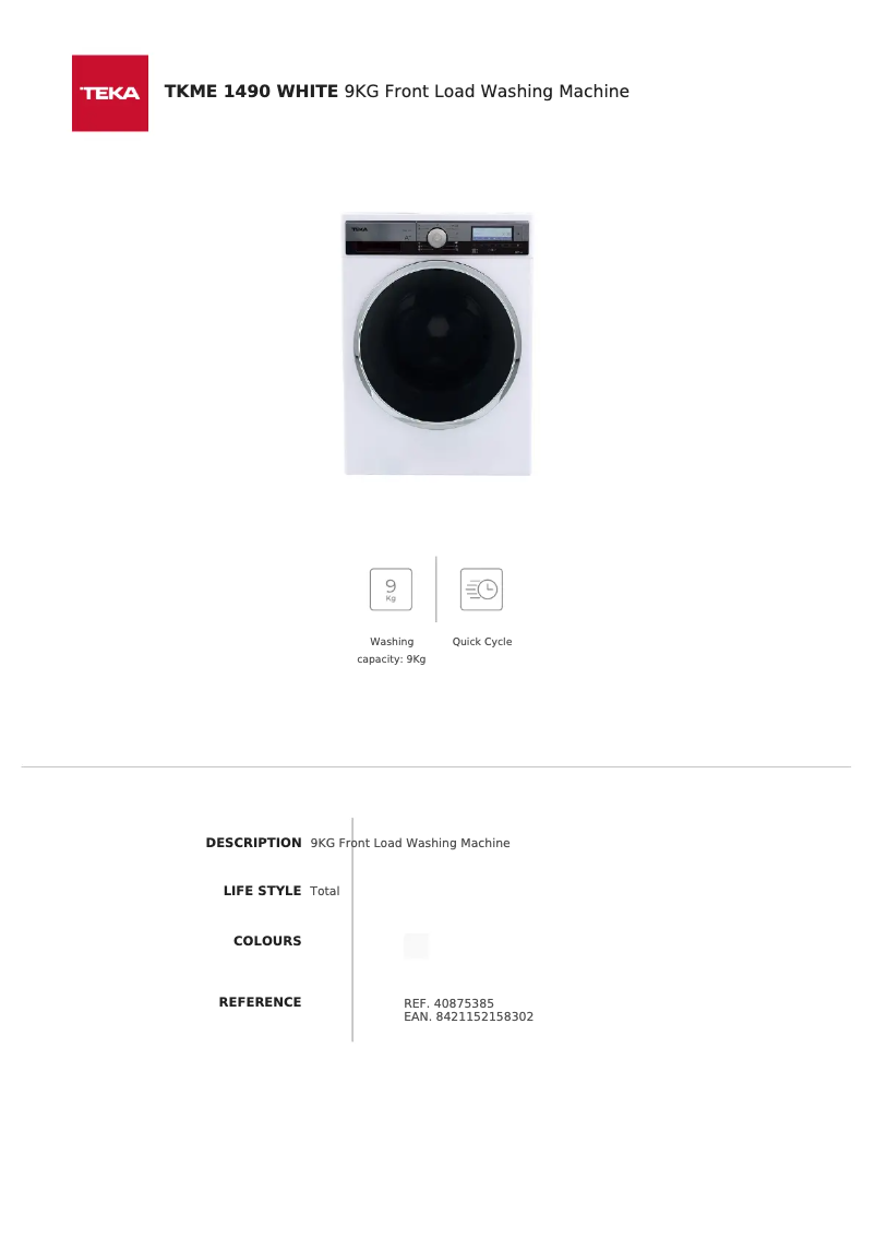 Image de la première page du manuel de l'appareil TKME 1490