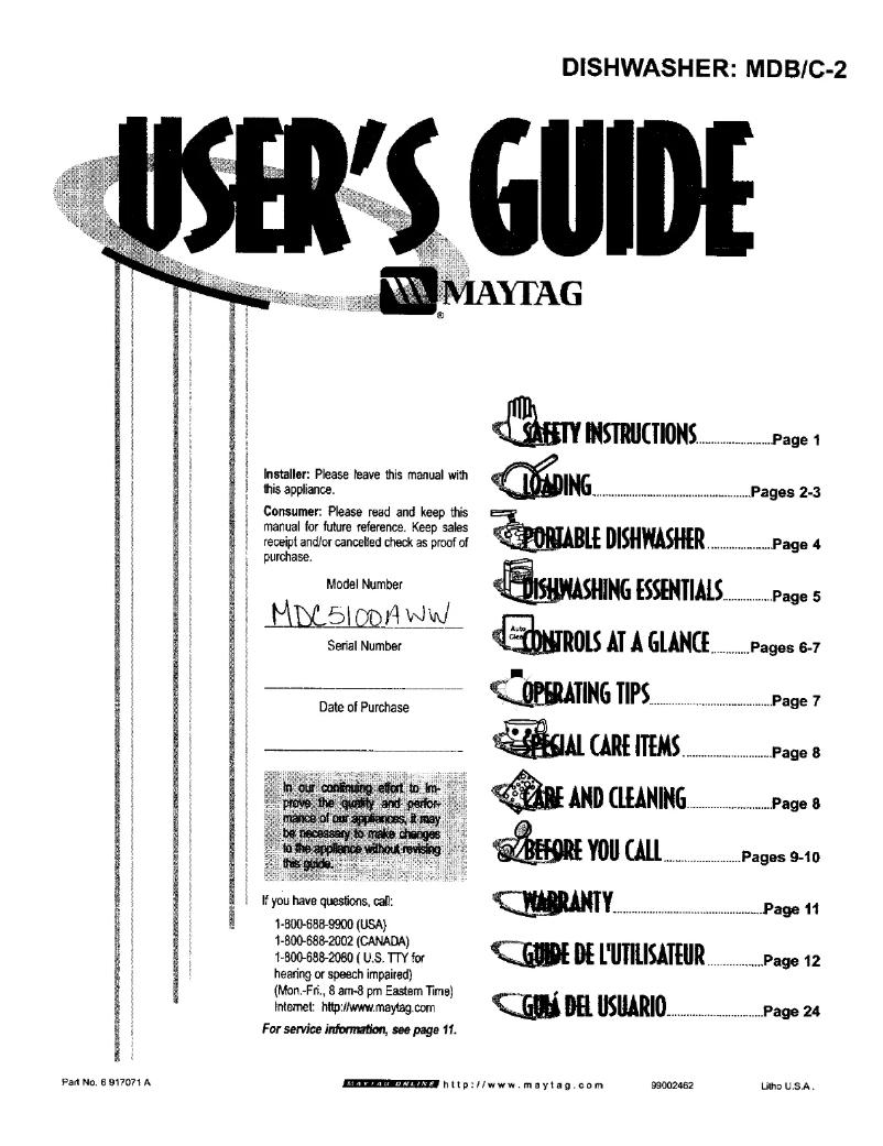 Image de la première page du manuel de l'appareil MDC5100AWW