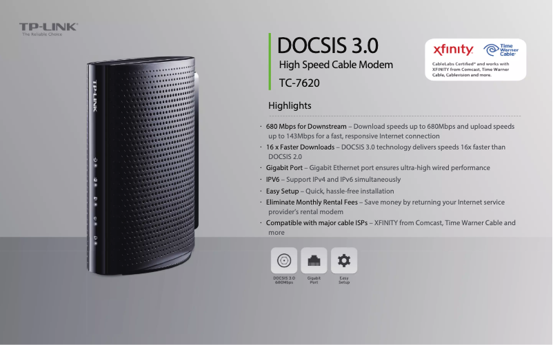 Página 1 del manual Ficha técnica TP-Link TC-7620