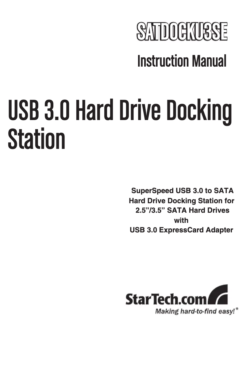 Page 1 de la notice Manuel utilisateur StarTech.com SATDOCKU3SE