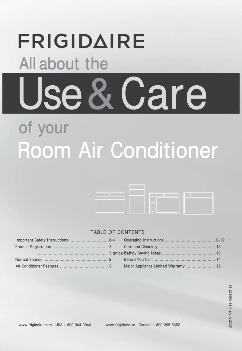 Page 1 de la notice Manuel d'utilisation et d'entretien Frigidaire FFRE083ZA1