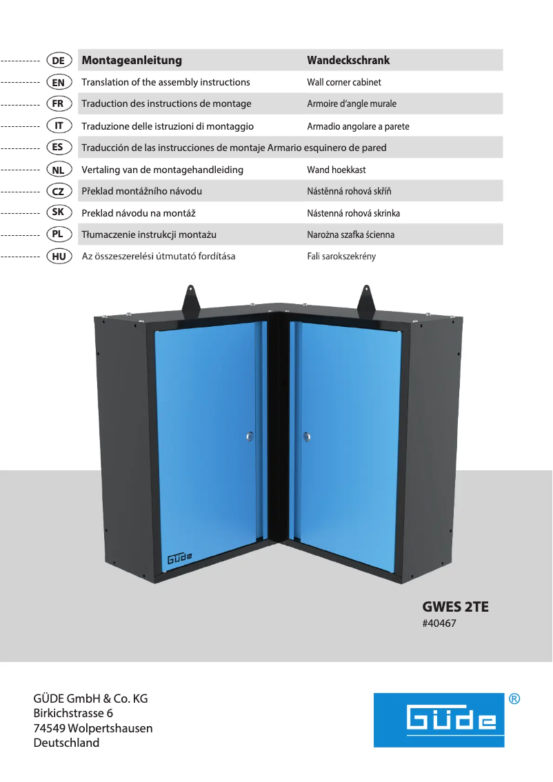 Image de la première page du manuel de l'appareil GWES 2TE