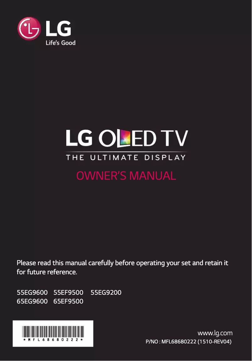 Page 1 de la notice Manuel utilisateur LG 65EF9500