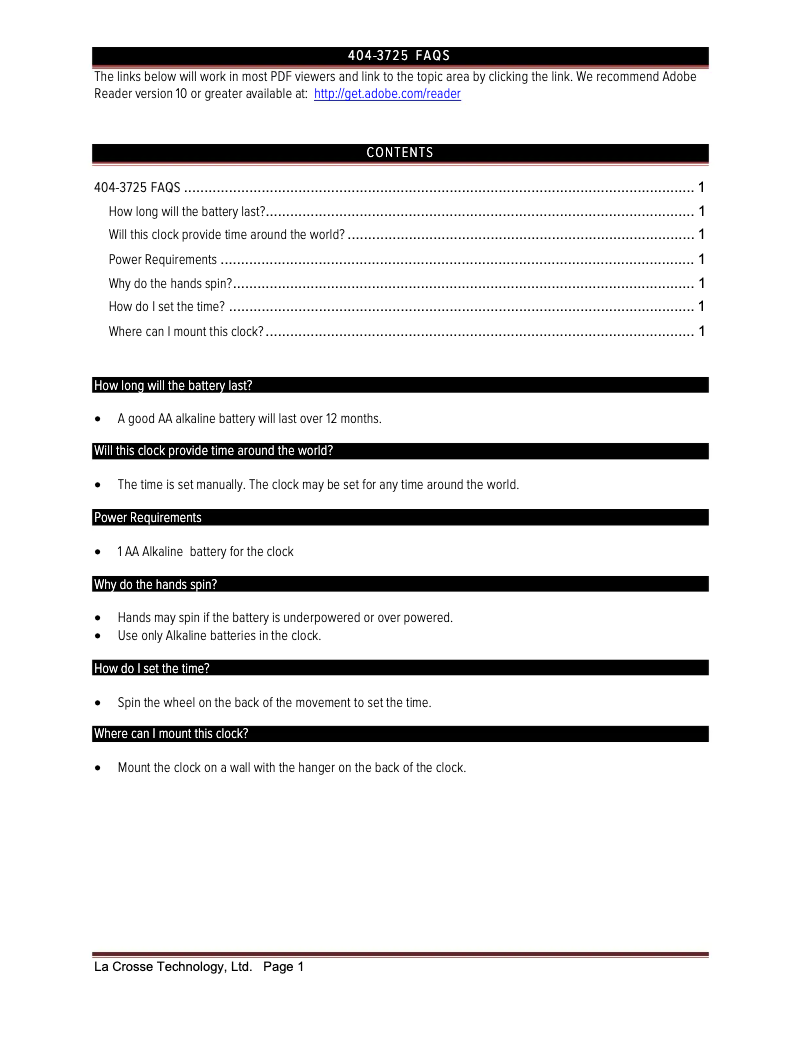 First page image of the manual for 404-3725