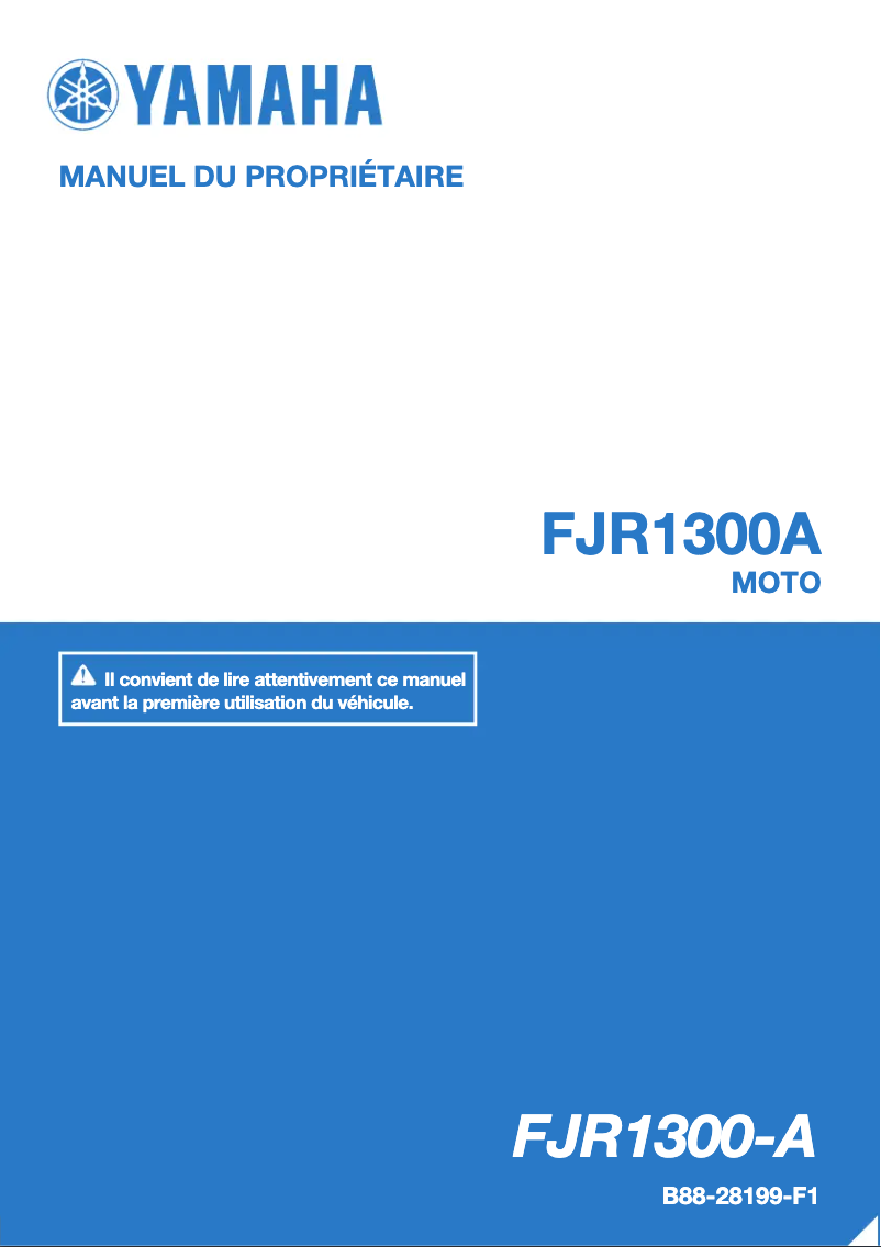 Page n°1 - Manuel utilisateur Yamaha FJR1300A (2018)
