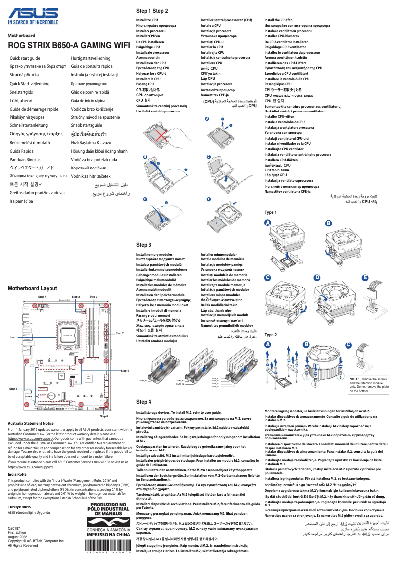 Page 1 de la notice Manuel utilisateur Asus ROG STRIX B650-A Gaming WIFI