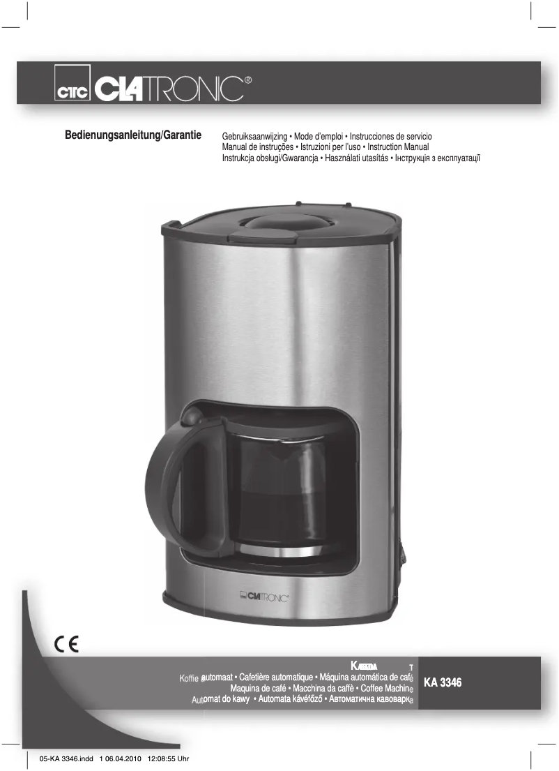 Page 1 de la notice Manuel utilisateur Clatronic KA 3346