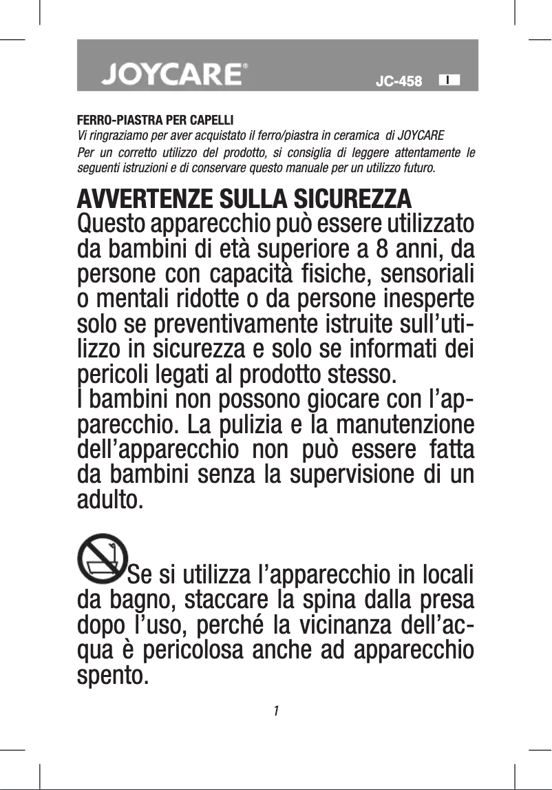 Page 1 de la notice Manuel utilisateur Joycare Trilogy JC-458W