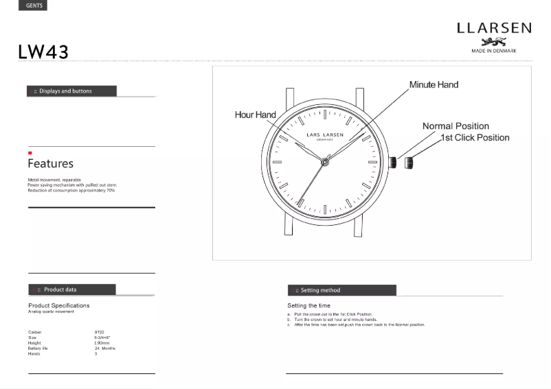Page 1 de la notice Manuel utilisateur Lars Larsen NIKOLAJ 143GBBL
