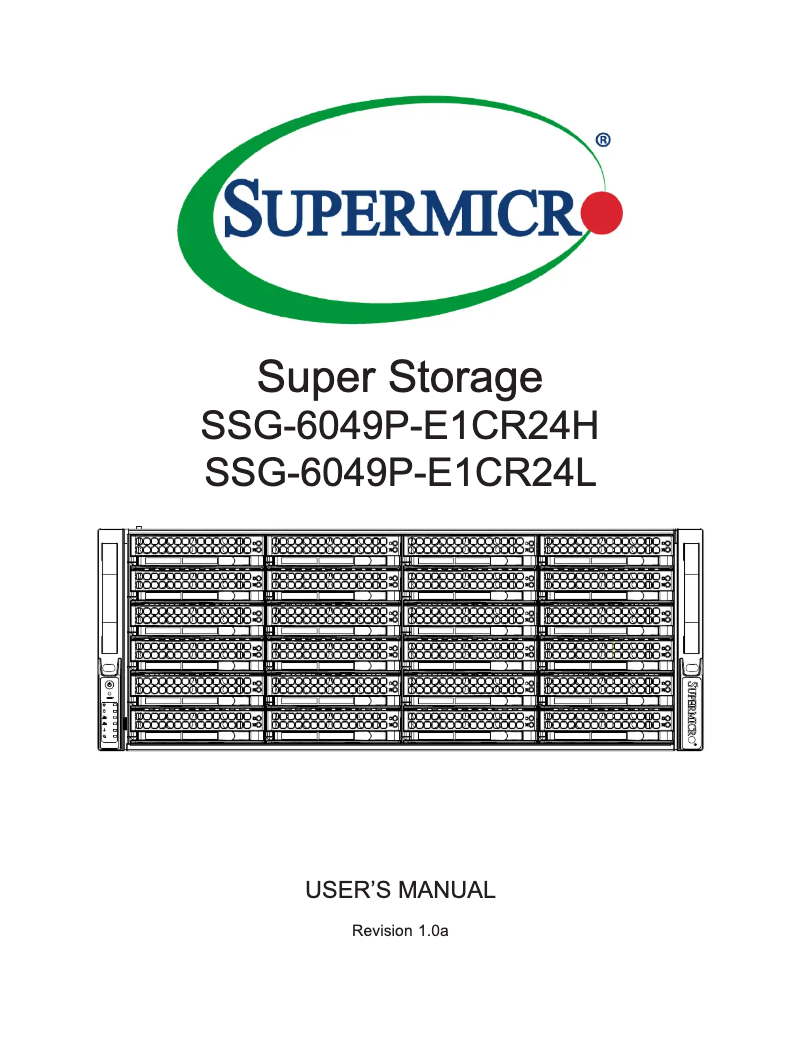 Page 1 de la notice Manuel utilisateur Supermicro SuperStorage 6049P-E1CR24H