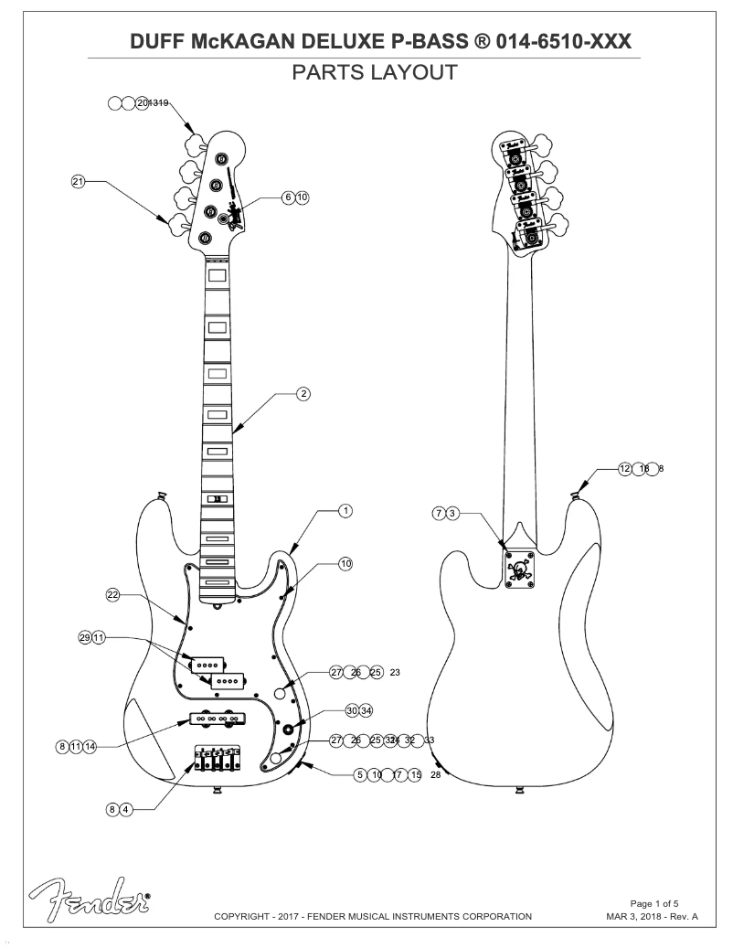 Page 1 de la notice Manuel utilisateur Fender Duff McKagan Deluxe Precision Bass