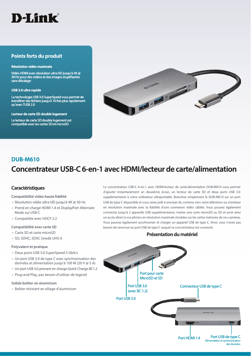 Image de la première page du manuel de l'appareil DUB-M610