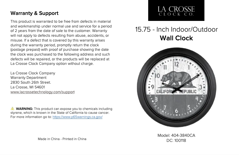 Page 1 de la notice Manuel utilisateur La Crosse Technology 404-3840CA