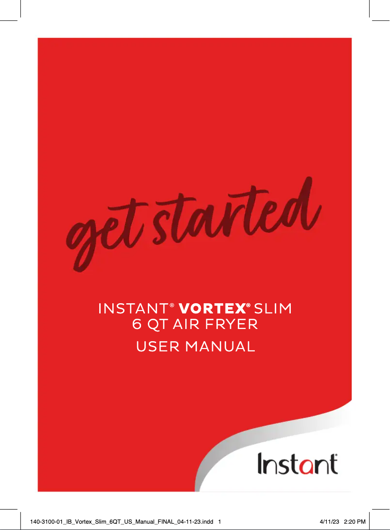 Page 1 de la notice Manuel utilisateur Instant Vortex Slim