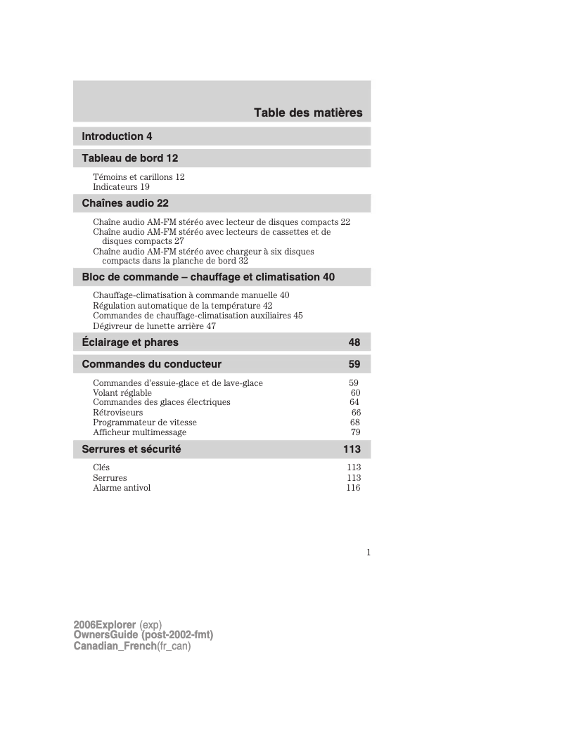 Image de la première page du manuel de l'appareil Explorer (2006)