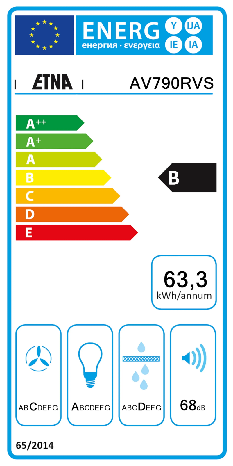 Page 1 de la notice Label énergétique Etna AW9075RVS