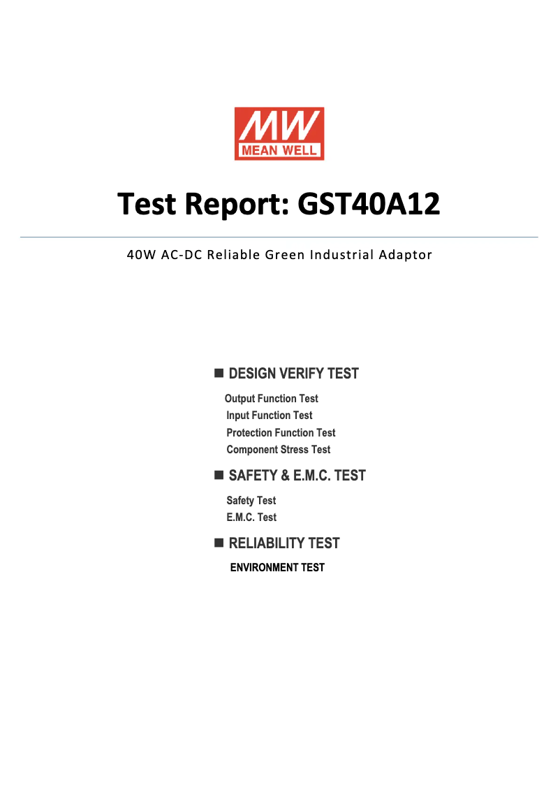 Page 1 of the manual Technical Sheet Mean Well GST40A12-P1J
