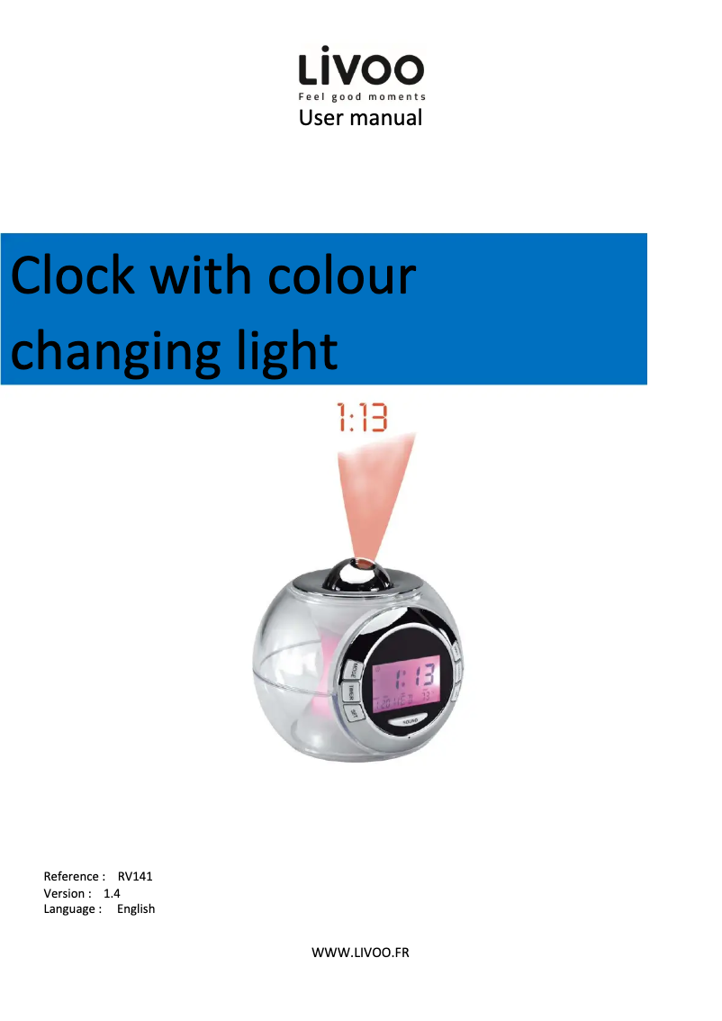 Page 1 de la notice Manuel utilisateur Livoo RV141