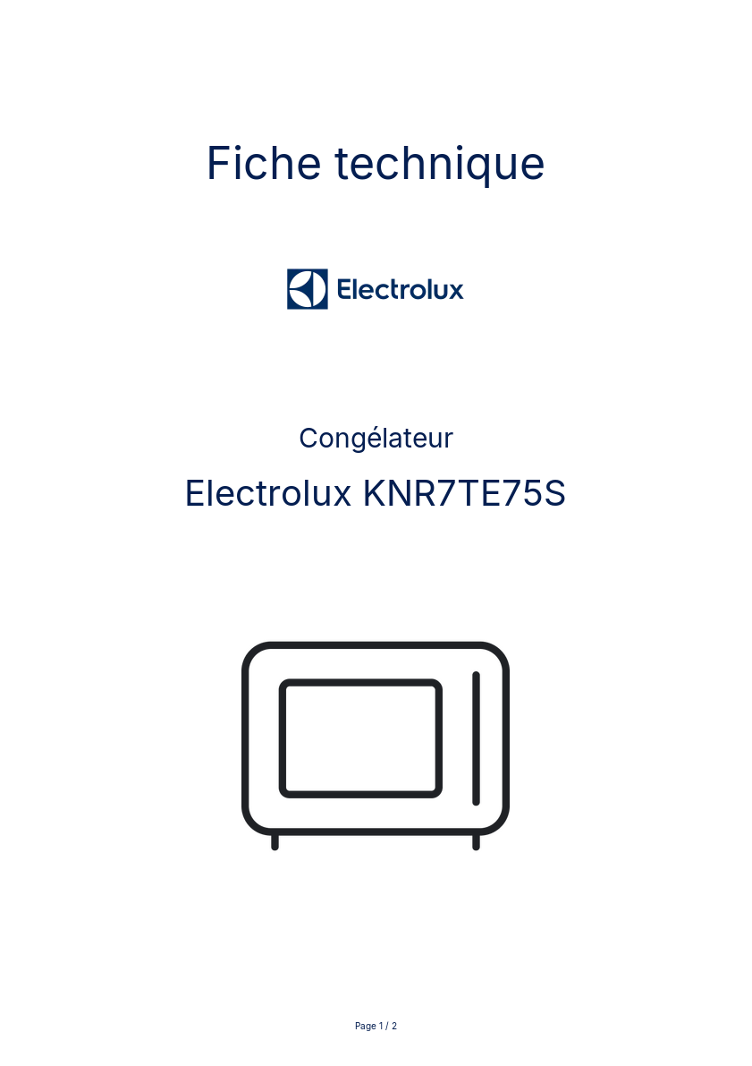 Page n°1 - Fiche technique Electrolux KNR7TE75S