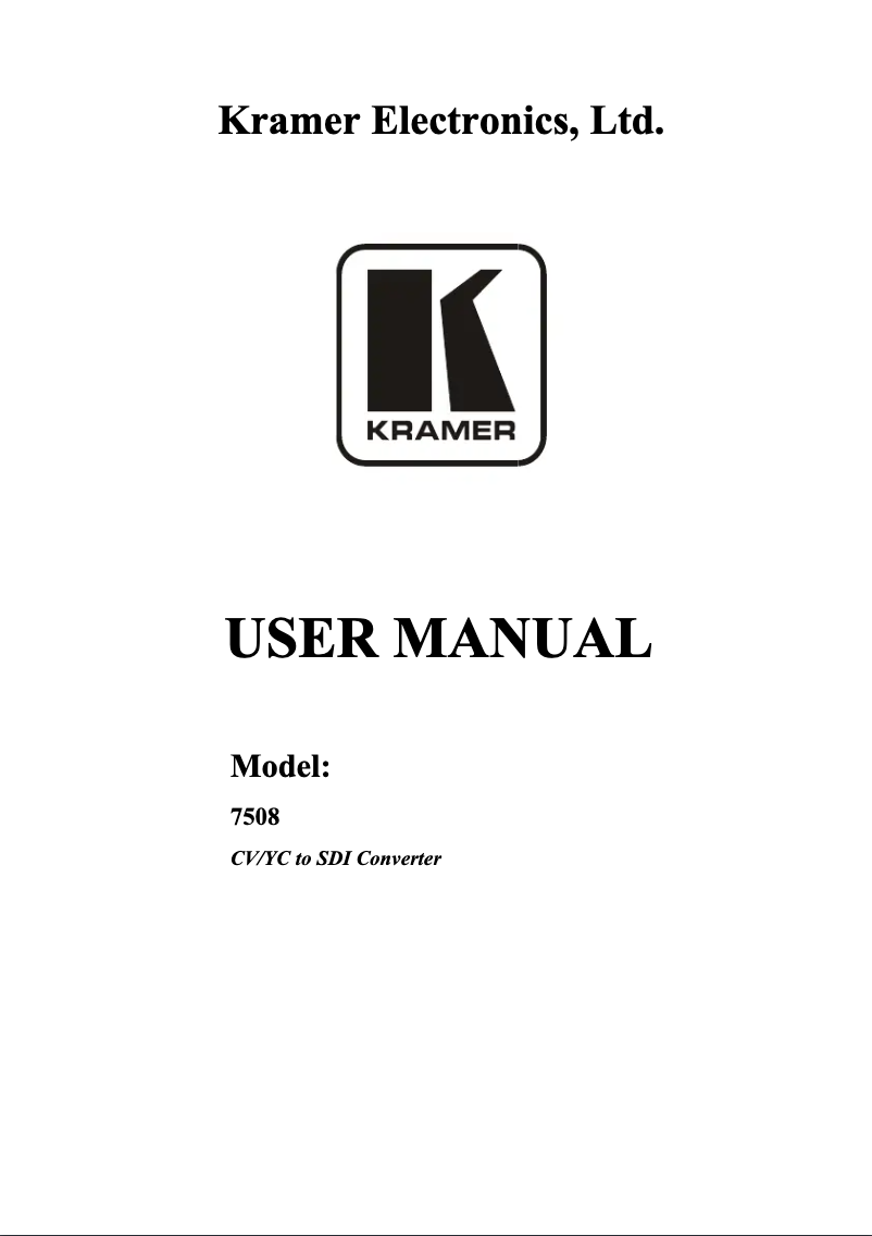 Page n°1 - Manuel utilisateur Kramer 7508