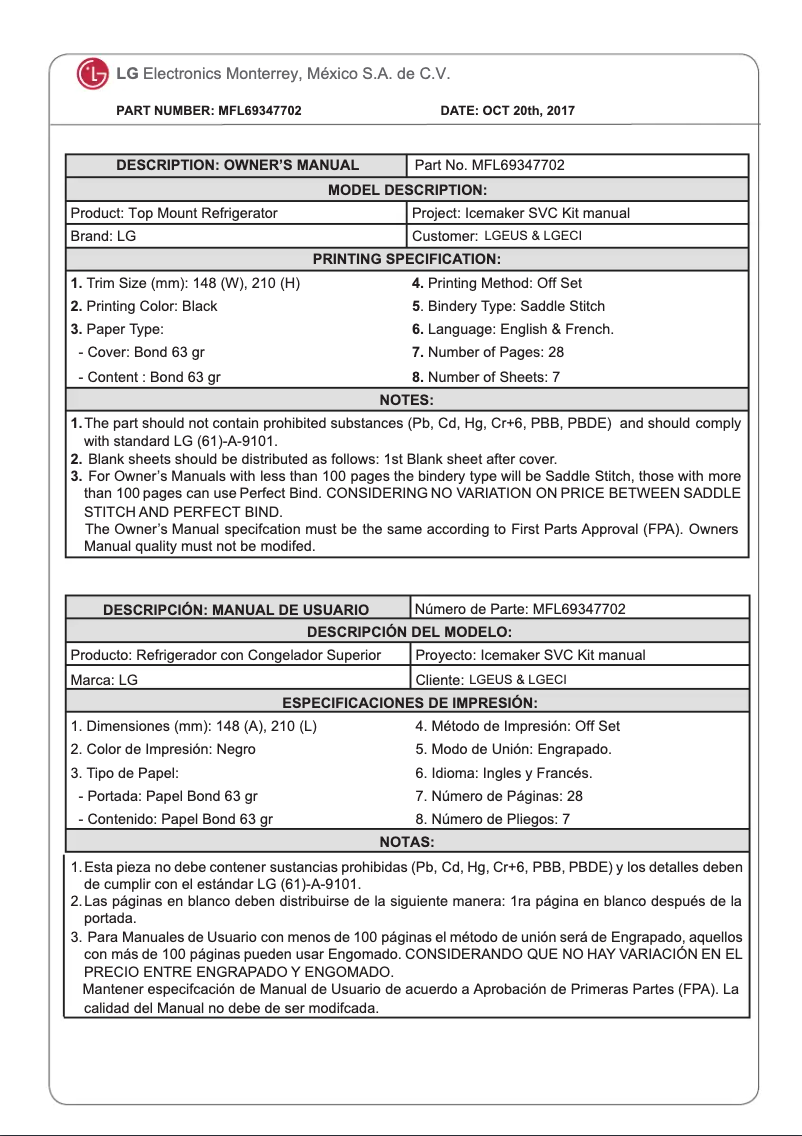 Image de la première page du manuel de l'appareil LK65C