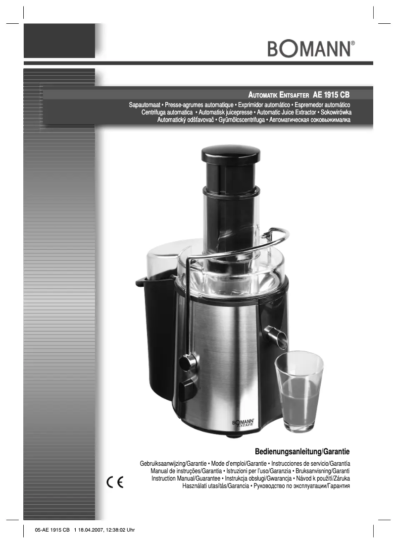 Page 1 de la notice Manuel utilisateur Bomann AE 1915 CB