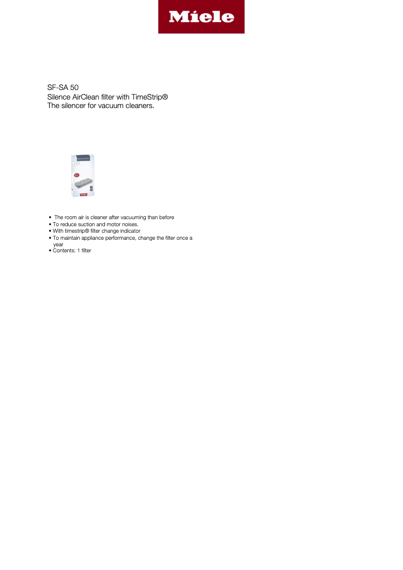 Page n°1 - Manuel utilisateur Miele SA SF 50