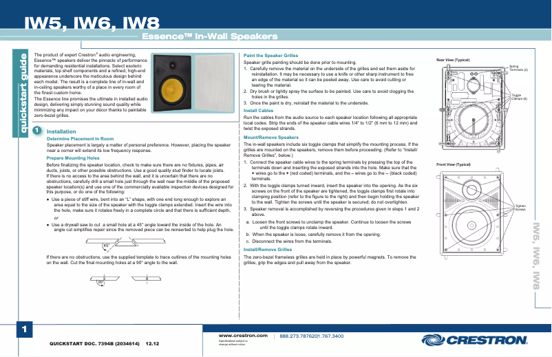 Página 1 del manual Manual de usuario Crestron Essence IW5-W-T