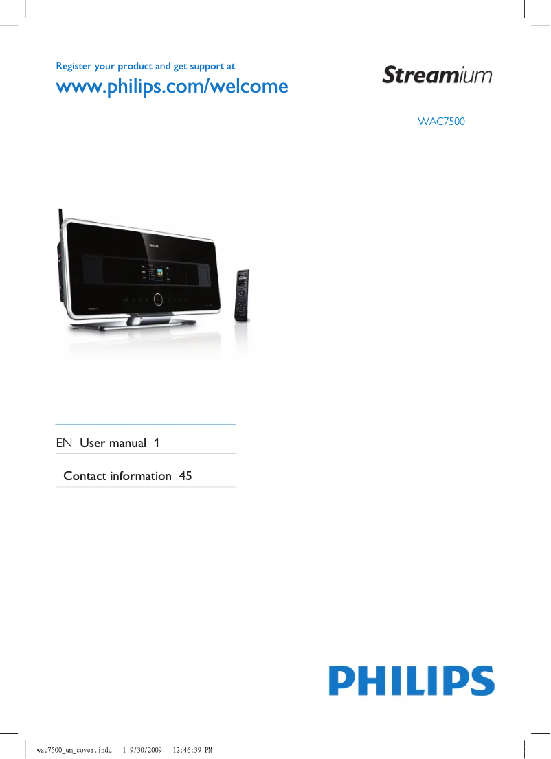 Page n°1 - Manuel utilisateur Philips Streamium WAC7500