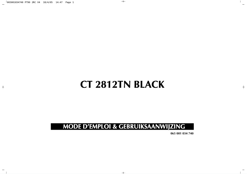 Image de la première page du manuel de l'appareil CT2812TN Black
