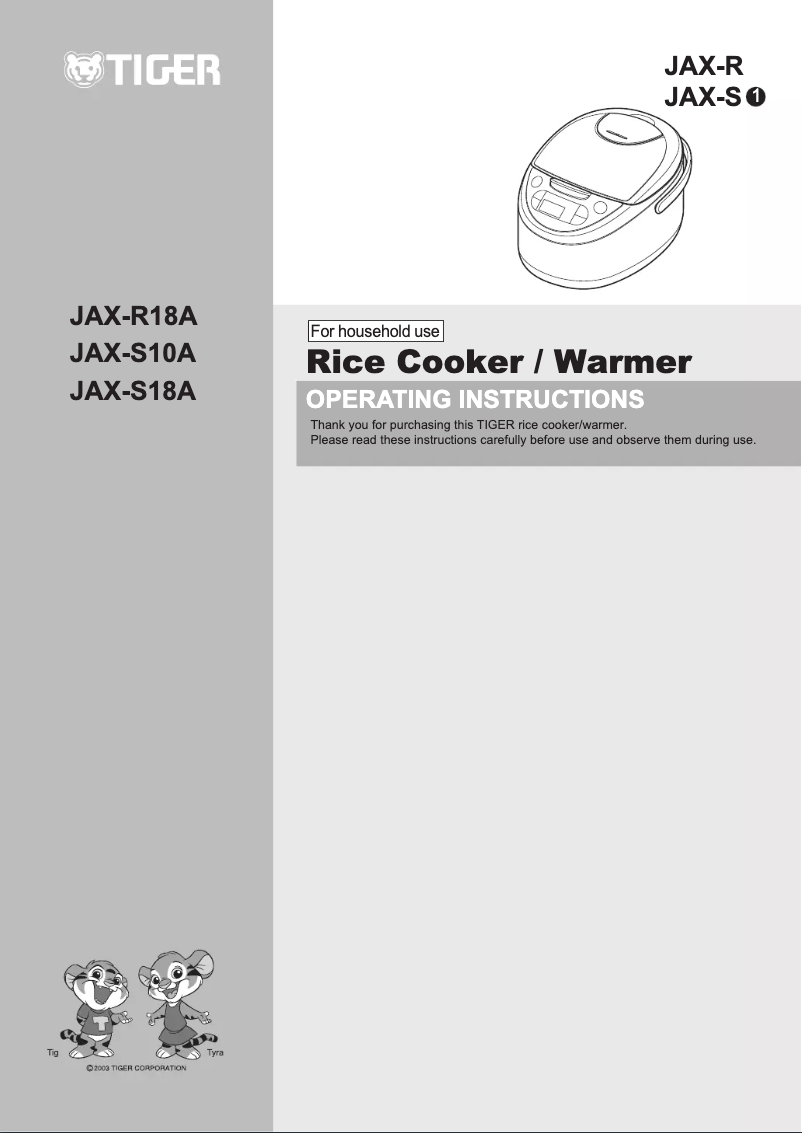 Page n°1 - Manuel utilisateur Tiger JAX-R18A