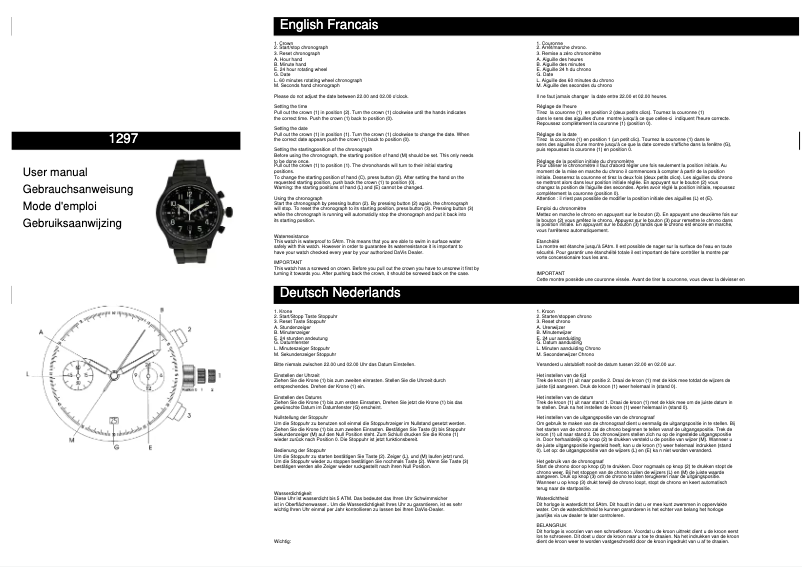 Page n°1 - Manuel utilisateur Davis 1297