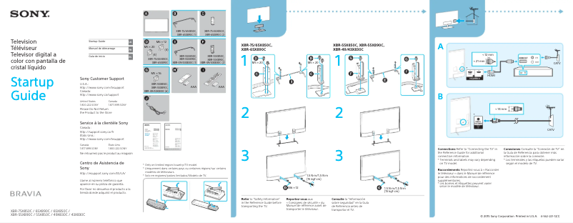 Page 1 de la notice Guide d'installation Sony Bravia XBR-43X830C