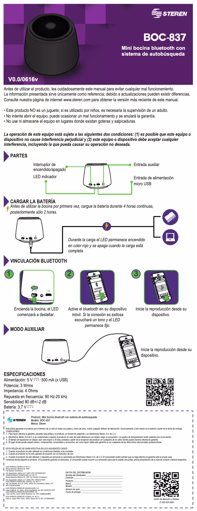 Image de la première page du manuel de l'appareil BOC-837