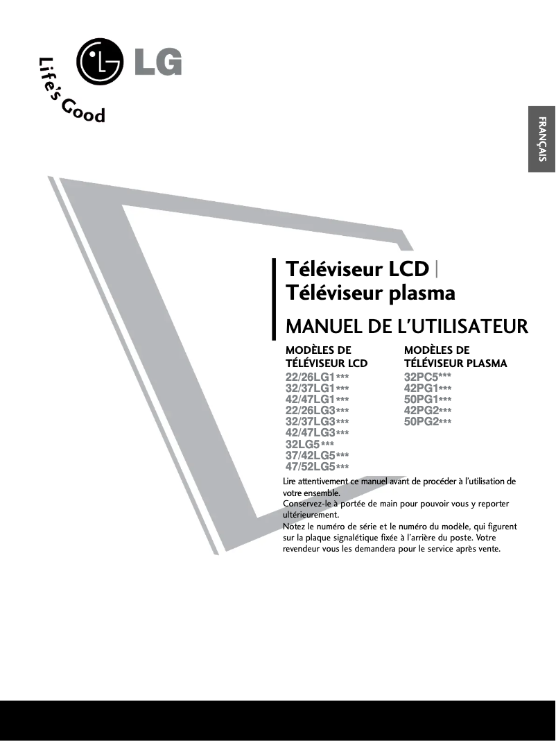 Page 1 de la notice Manuel utilisateur LG 42LG53FR