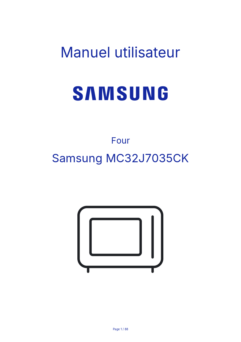 Page n°1 - Manuel utilisateur Samsung MC32J7035CK
