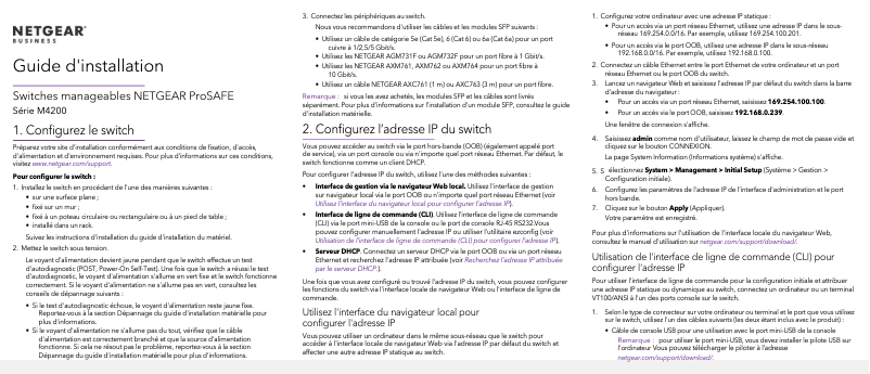 Page n°1 - Guide d'installation Netgear ProSafe M4200