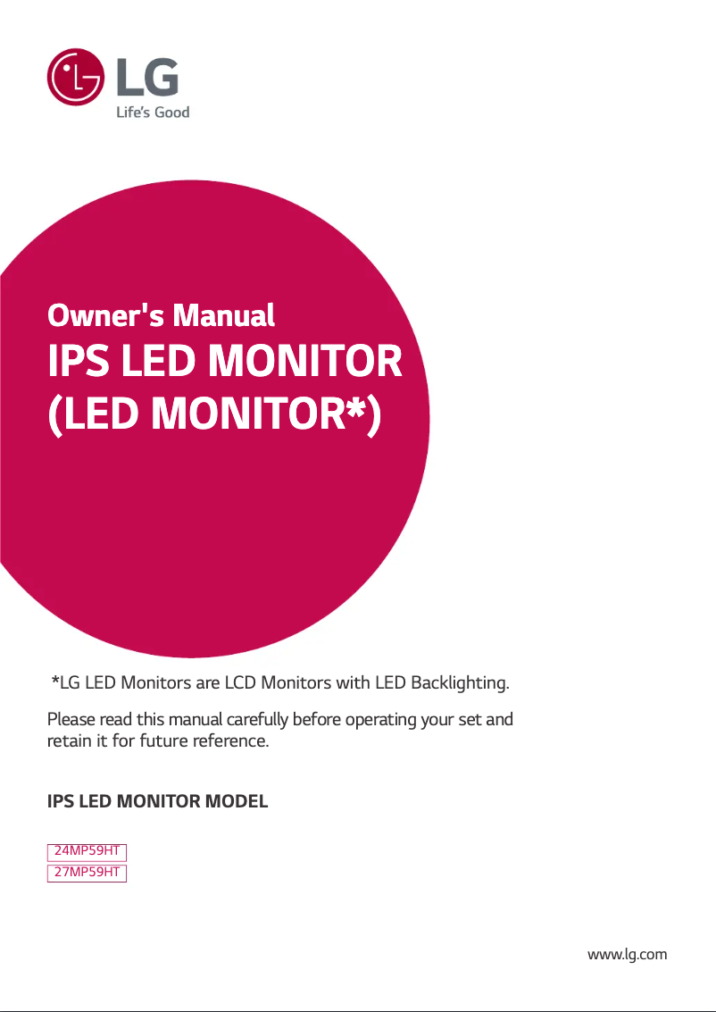 Page n°1 - Manuel utilisateur LG 27MP59HT