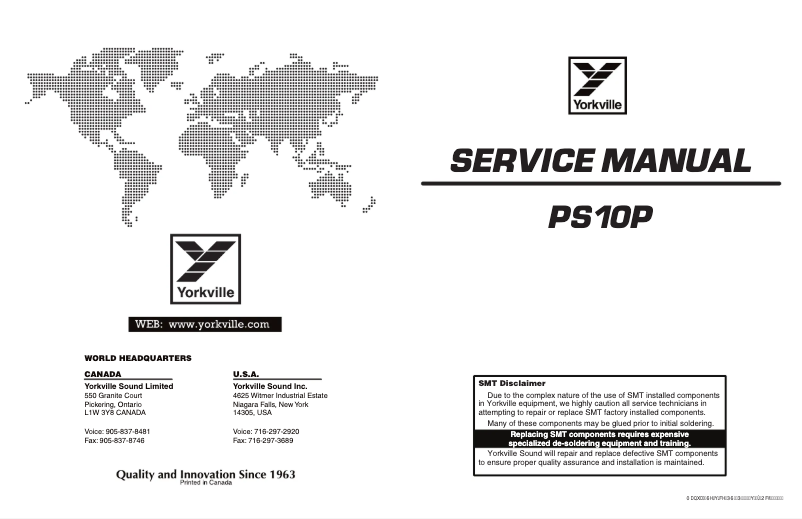 Page n°1 - Manuel utilisateur Yorkville Parasource PS10P
