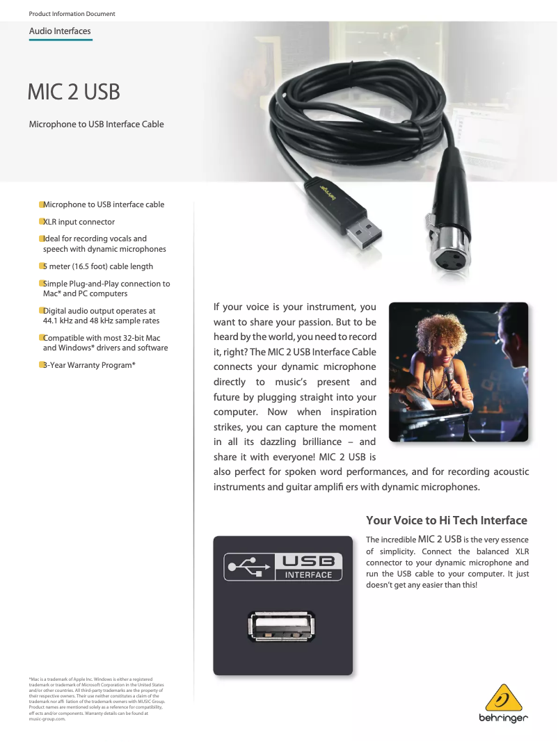 Image de la première page du manuel de l'appareil MIC 2 USB