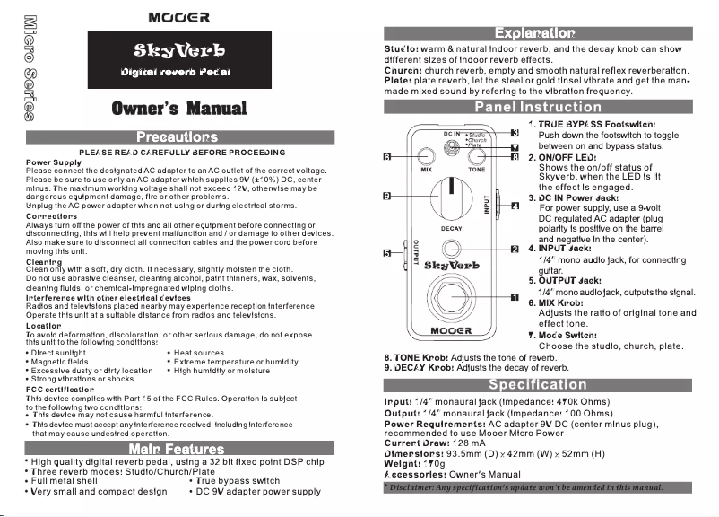 Image de la première page du manuel de l'appareil Skyverb