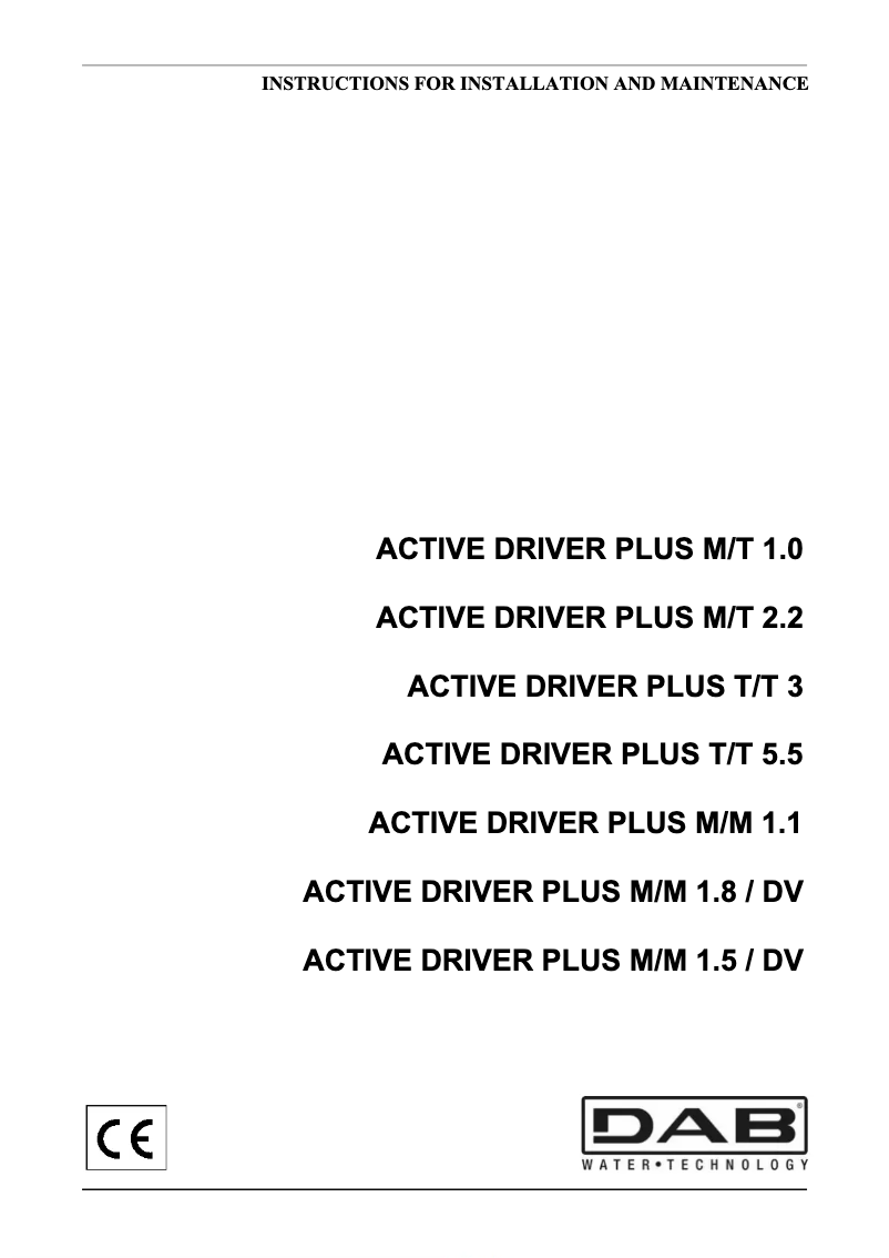 Page n°1 - Manuel utilisateur DAB Active driver Plus M/T 2.2